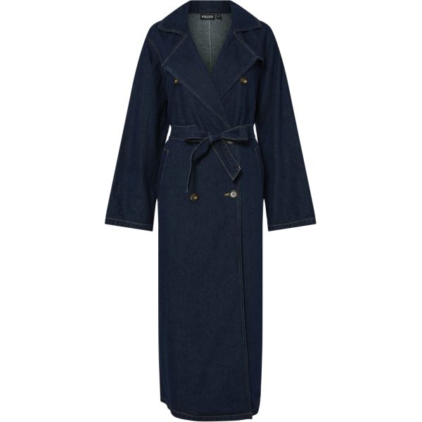 PIECES dame trenchcoat PCFREYA - Dark Blue Denim