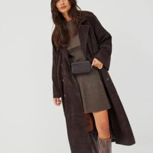 Noomi Suede trenchcoat - Chocolate Plum