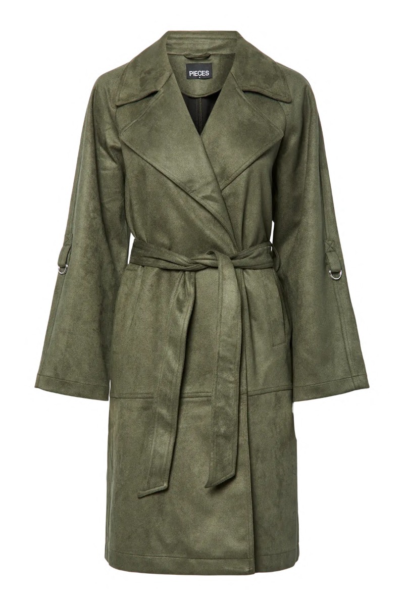 Pieces - Jakke - Rut Trenchcoat - Forest Night (Levering midt december)