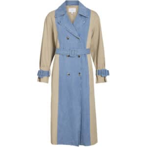 VILA Dame Trenchcoat VIBera - Medium Blue Denim TRAVERTINE