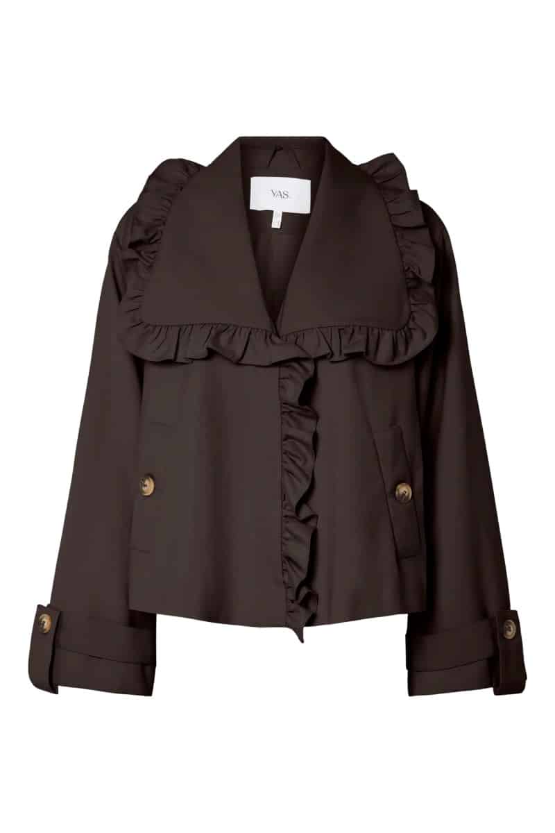 YAS - Jakke - Elsana LS Short Trenchcoat - Chocolate Brown (Levering midt februar)