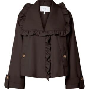 YAS - Jakke - Elsana LS Short Trenchcoat - Chocolate Brown