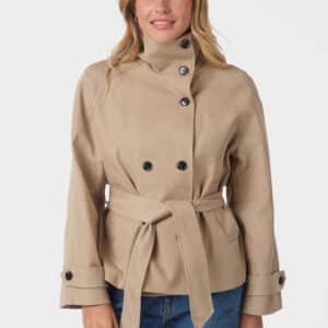 Munet kort trenchcoat - sand